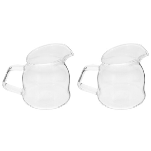 2Pcs Multi-Function Glass Milk Pitcher for Coffee Bar and Home