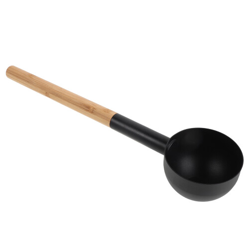 Black Sauna Water Dipper Wooden Handle Long Handle Bath Scoop