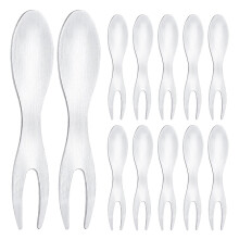 12Pcs Stainless Steel Fruit Forks for Dessert Salad Appetizers Silver