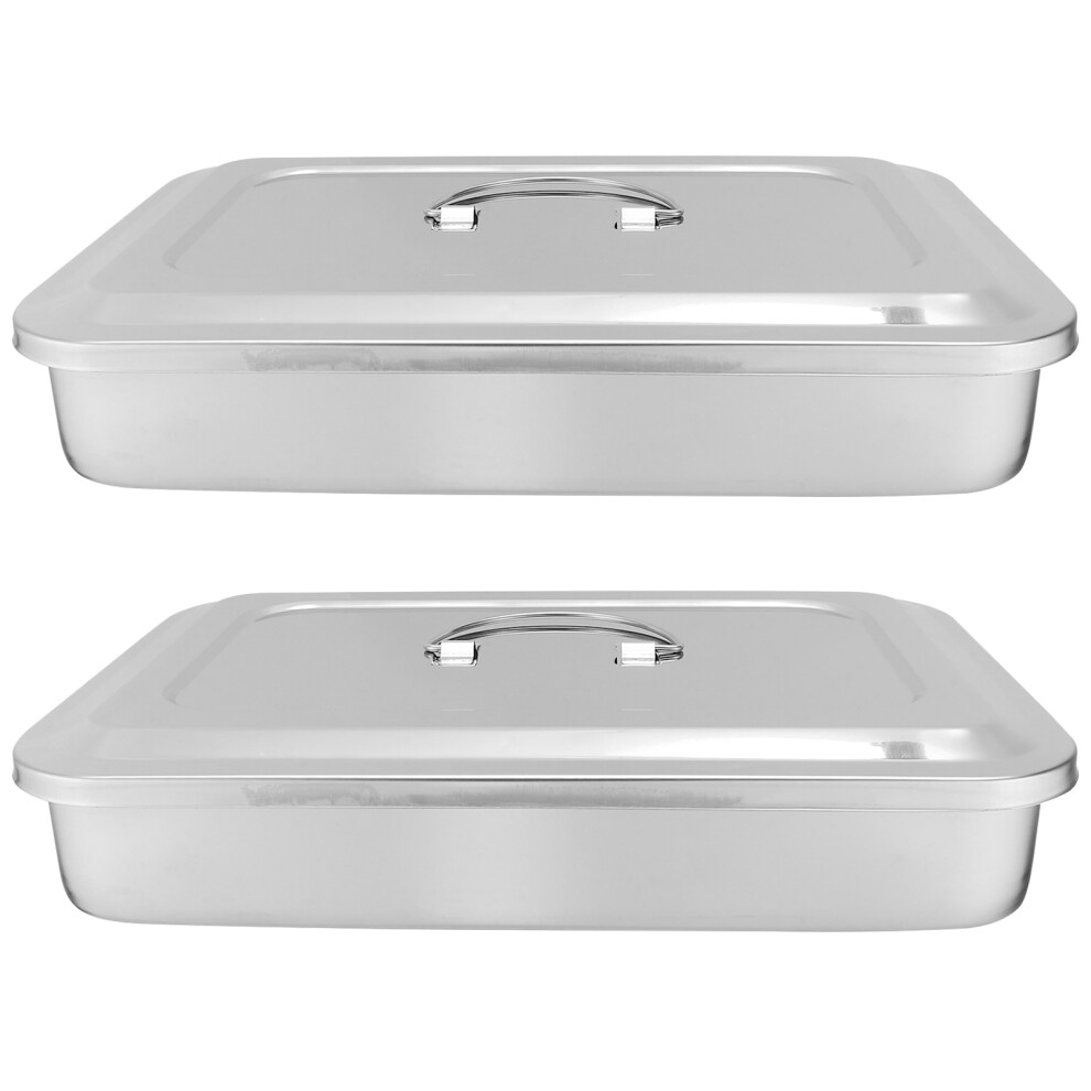 2Pcs Stainless Steel Nail Tool Sterilizer Tray with Lid for Salon Use