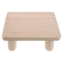 Beige Wood Footstool Sturdy Step Stool for Seniors and Kids