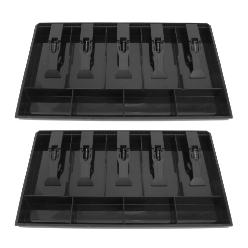 2Pcs Black Cash Drawer Insert Tray ABS for Coins Bills Home Use