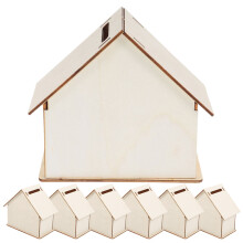7Pcs Kid Wooden Savings Boxes DIY Paintable Piggy Bank Beige Wood Set