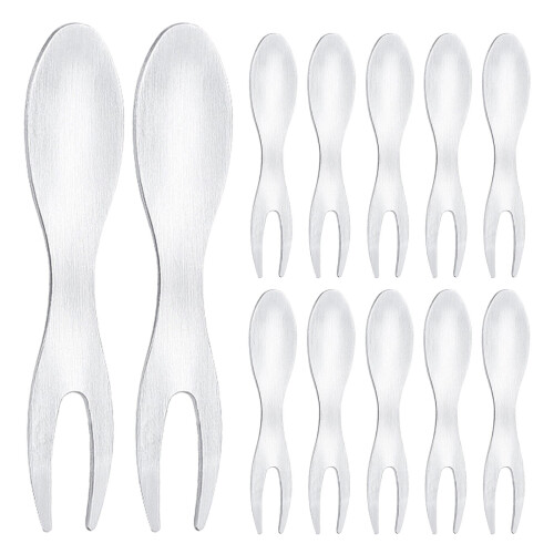 12Pièces Dessert Métal Portable Confortable Argent