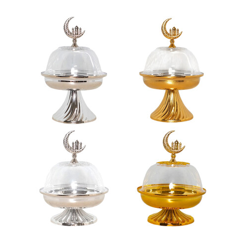 Middle Eastern Style Snacks Plate With Sturdy Base-gold Low 1