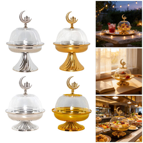 Middle Eastern Style Snacks Plate With Sturdy Base-gold Low 2