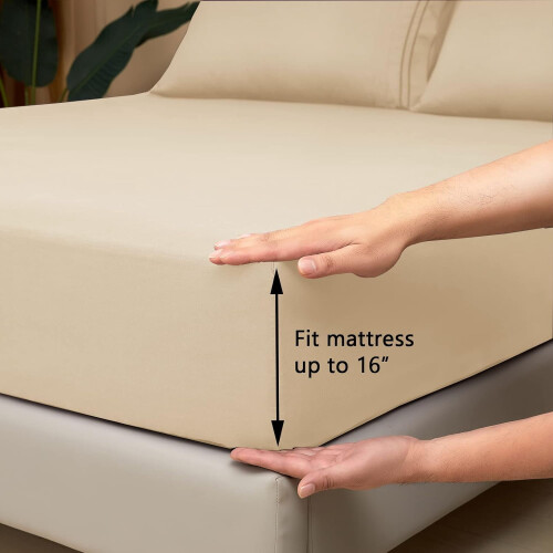 Queensize lakenset 100% microvezel 4-delig ivoor 1