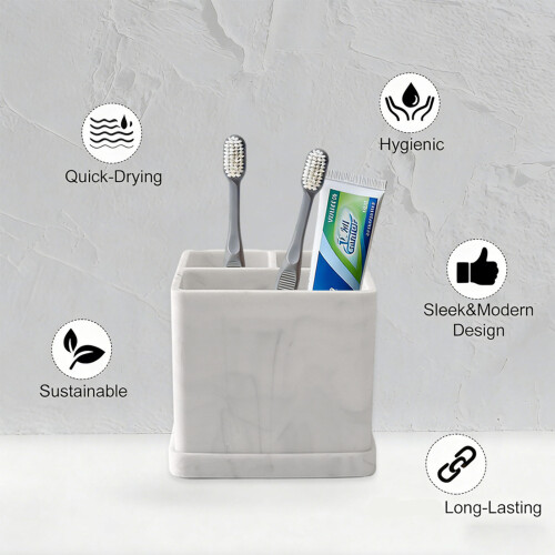 Effective Rubber Toothbrush Dispenser Made-white marble color 1
