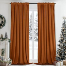 Burnt Orange Velvet Curtains Rod Pocket Blackout Thermal 2