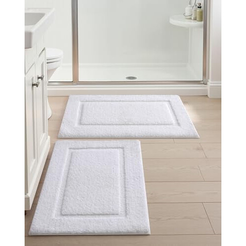 Conjunto de 2 tapetes de banheiro de microfibra antiderrapante, 61 x 41 cm (24 x 16 polegadas)