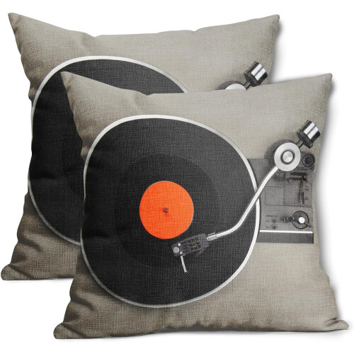 Retro vinylskiva örngott bomull-linne-polyester