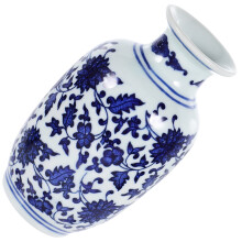 Vaso de cerâmica com design azul e branco, 13 cm