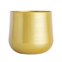 Vaso nórdico em ferro dourado, 16x16x14,5cm