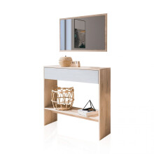 Mueble de recibidor consola con 1 cajón y espejo en tofe y andersen pino 91,5 cm Aros