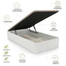 Canapé con zapatero 90x190 cm en blanco Luxury Plus 3D