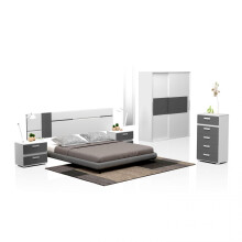 Dormitorio compuesto por 5 piezas en blanco y grafito Ataneq Air 5C Plus