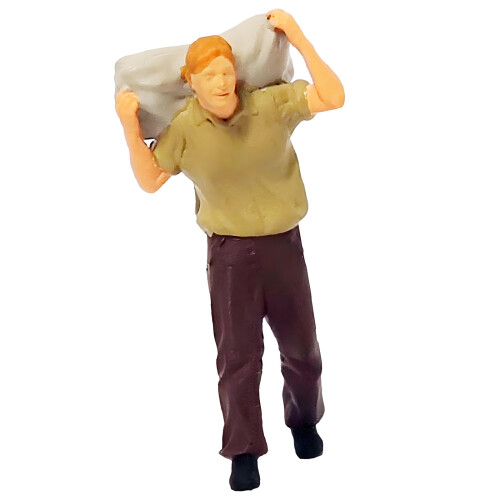 Artistic Miniature Construction Worker Resin-Carrying Bag