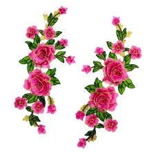 Water Soluble Embroidered Fabric Applique Sewing on Flower-Pink