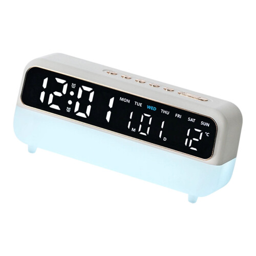 Veilleuse numérique réveil électrique horloge de bureau-Blanc