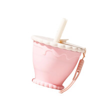 Tasse pliable en Silicone avec paille et-poudre de fraise