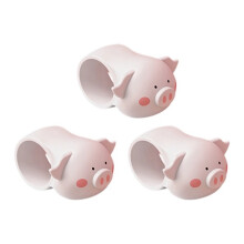 Set van 3 schattige varken siliconen deurgreep-Wit