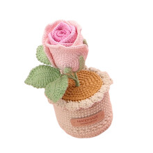 Handgemaakte gebreide roos potplant decoratie romantici-1
