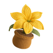 Crochet tricoté lys en pot plante ornement maison bureau-Jaune
