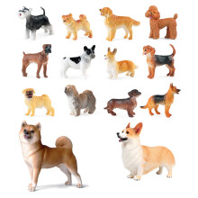 Pack Of 14 Realistic Solid Plastic Mini Dog Figurines For Home