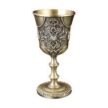 Vintaged Wine Glass Cups Decorated Metal Drinking Glass-bronze