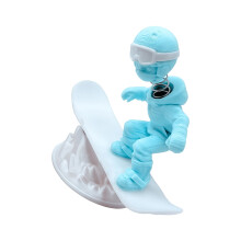 Funny Miniature Skiing Snowboarding Man Rocking Dashboard-Cyan
