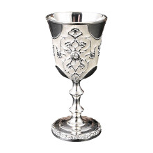 Vintaged Crystal Goblet Cups Metal Drinking Glass-silvery white