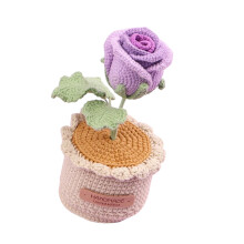 Elegant Crochet Rose Potted Plant Handmade Artificial-Purple