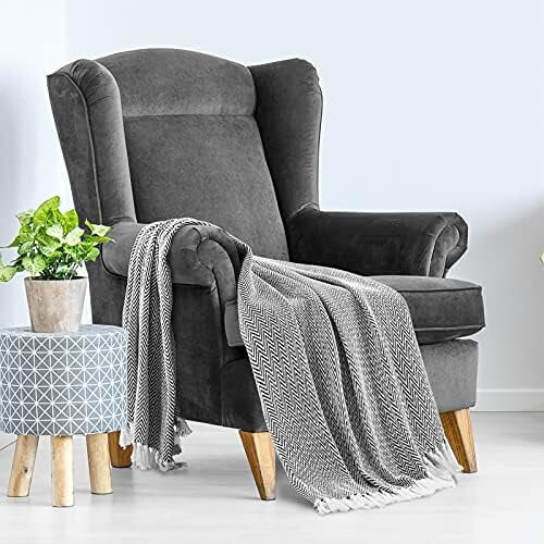 Cotton Throw Blanket Blue White 50x60 1