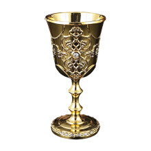 Tall Stemmed Shot Glass Metal Medieval Goblet Sparkling-Gold