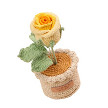 Crochet Rose Potted Plant Knitted Woolen Potted Flower-2