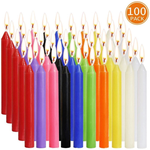 Mini velas cônicas de 10 cm (4 polegadas) sem perfume - pacote com 100 unidades