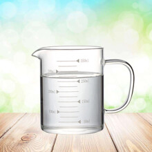 Glazen maatbeker met bamboe deksel, 350 ml