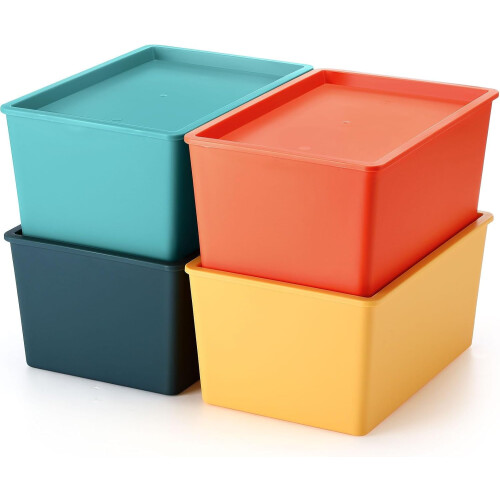 Bunte, stapelbare Aufbewahrungsboxen, 4er-Set