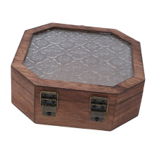 Vintage-Floral-Achtkantiger Holz-Make-up-Organizer