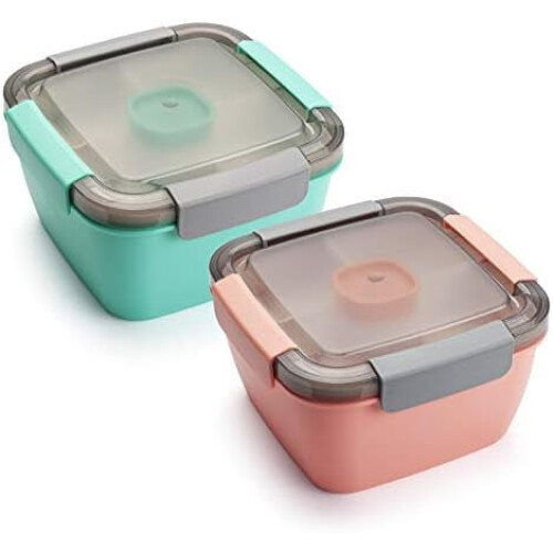 Salat-Lunchbox mit 3 Fächern und Soßenbehälter