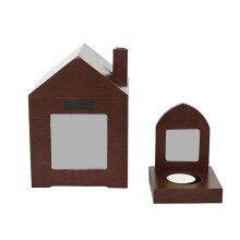 Elegant Wood Pet Cremation Urn with Candle Holders For Dog-S