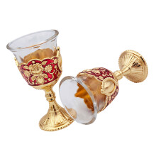 Pack Of 2 Elegant Rose Engraved Glass Wine Glasses Rose-Red