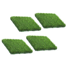 4 Stück realistische Grasrasenfliesen Kunstrasenmatte-Grün