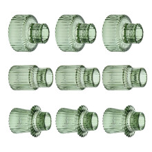 Glass Candlestick Holders Clear Taper Candle Holders-Green