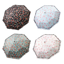 Paraplu met bloemenprint en winddichte sluiting voor-Blauw
