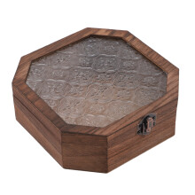 Achteckige Schmuckbox mit Glasdeckel 16,5x16,5x6 cm