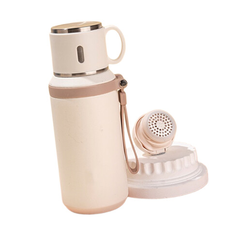 Double Walled Vacuum Insulated Tea Filter Water Bottle-White