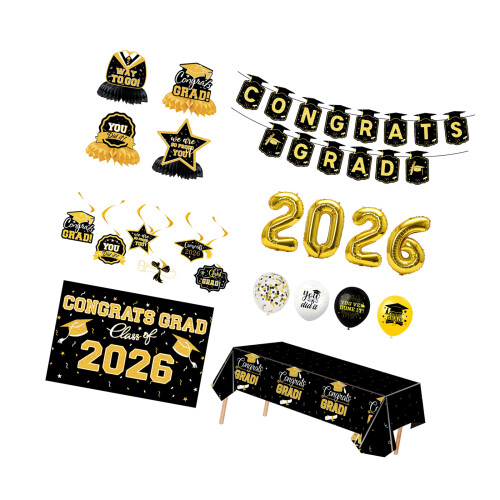 User Friendly Paper Graduation Decoration Set Decorative-Black