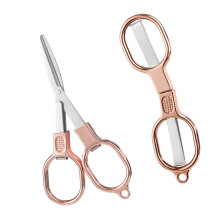 2Pcs Stainless Steel Scissors Pocket Size Fabric-rose gold