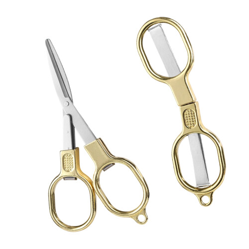 2Pcs Tailor Scissors Stainless Steel Scissors Folding-Gold